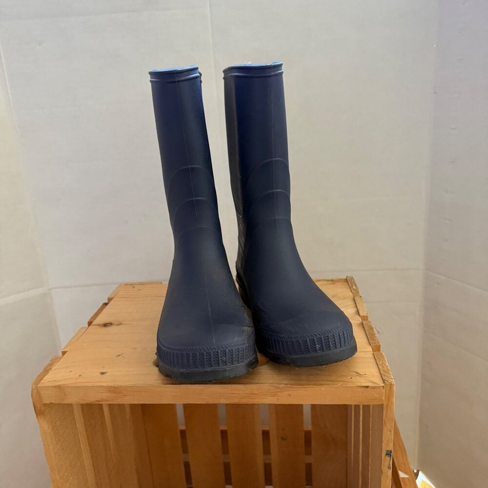 Kamik Boys Size 4 Navy Black Waterproof Rubber Knee High Outdoor Rain Boots - Picture 6 of 14